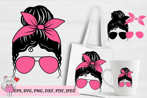 Pink Messy Bun SVG: Mom Life Graphics for Crafts